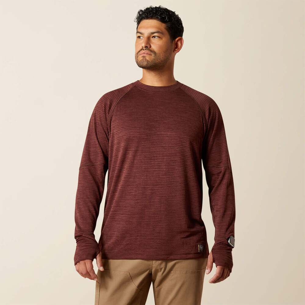 NWT Ariat Rebar Gridwork Crewneck T-Shirt in Bitter Chocolate size Medium